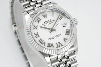 Rolex Datejust replica with black dial 316L Steel Mechanical Movement 31*12mm Women White Watch